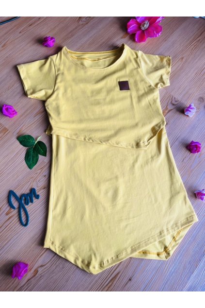 DÁMSKÉ Asymetrické "KOJICÍ I NEKOJICÍ" tričko LEMON (krátký rukáv) (Velikost Dámské XL)