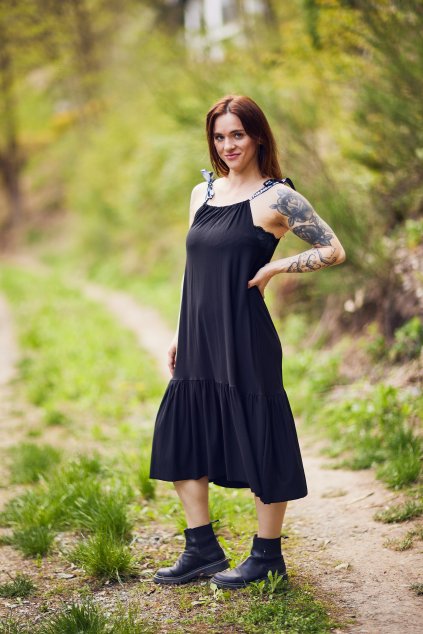 DÁMSKÉ SPLÝVAVÉ Šaty JAKOMAMA CZ BLACK (Velikost Dámské XS/S)