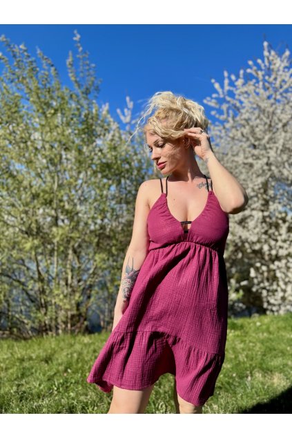 DÁMSKÉ Šaty VAMP VIOLET SHIMMER mušelín (Velikost Dám. S)