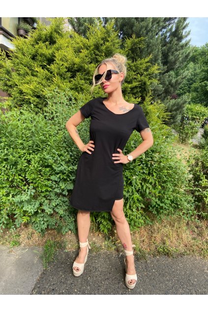 DÁMSKÉ Triko s rozparky DEPP BLACK (krátký rukáv) (Velikost Dámské XS/S)