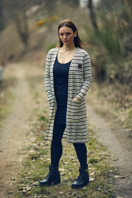 DÁMSKÝ dlouhý cardigan z lehké svetroviny STRIPES (Velikost Dám. S/M)