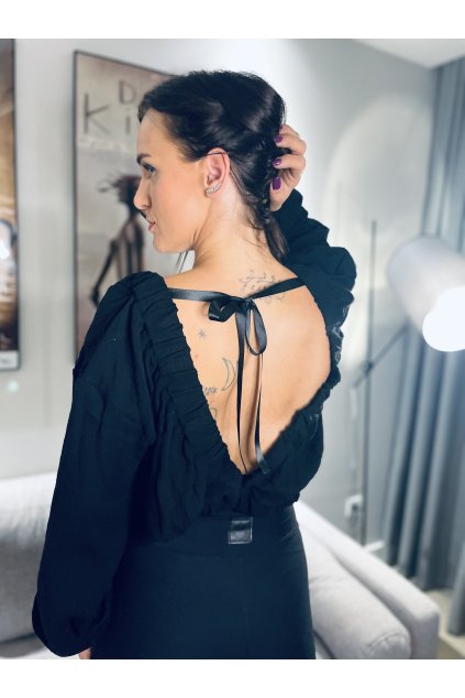 DÁMSKÝ VÉČKOVÝ TOP Black MUŠELÍN (Velikost Dámské XS/S)