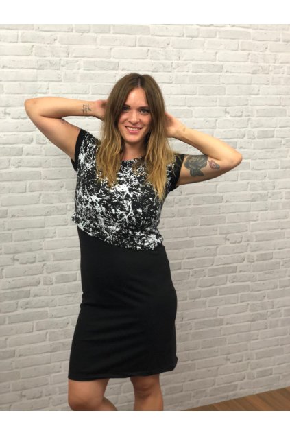 Kojící šaty ART (krátký rukáv) - Maminka (kratší verze) (Velikost Dámské S)