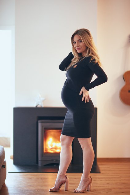 Kojící šaty BLACK LONG (dlouhý rukáv) - Maminka (Velikost Dámské XS)