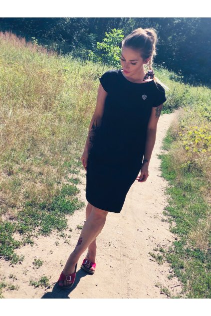 Kojící šaty LONG BLACK (krátký rukáv) - Maminka (Velikost Dám. XS)
