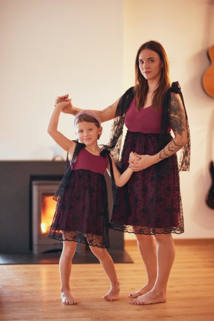 Krajkové šaty s mašlemi VIOLET - Dámské (Velikost Dámské S)