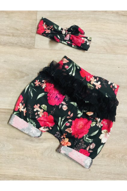 Mimi set ROSES Black (Velikost Miminko 74)