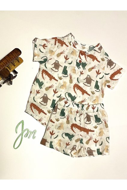 Mušelínkový set SCANDIC JUNGLE - Chlapeček (Velikost Dítě 134 - 140)