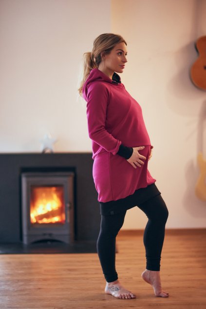 Prodloužená mikina WARMKEEPER HOOD UP POPPY - Dámská (vhodné pro TĚHOTNÉ) (Velikost Dámské XL)