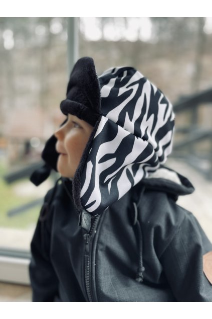 SOFTSHELLOVÁ beranice s beránkem ZEBRA - DĚTSKÁ (Co Čepice Dítě 1-3 roky)