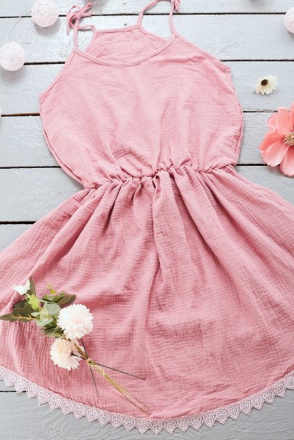 Šaty POET PINK MUŠELÍN - Maminka (Velikost Dámské S/M)