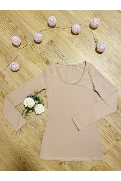 Triko BASIC BEIGE - dlouhý rukáv - Maminka (Velikost Dámské M)