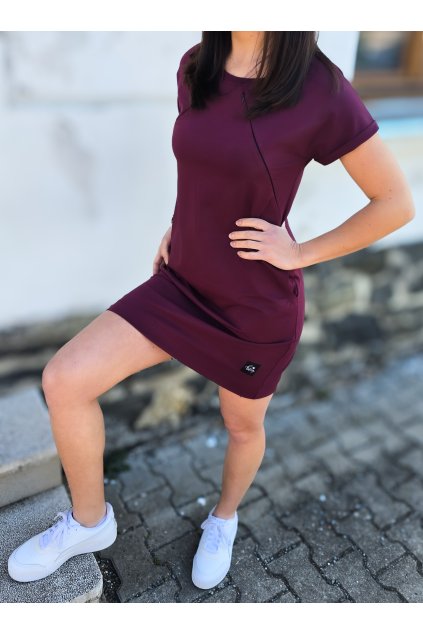 Úpletové šaty s kapsami BORDO kojicí (VELIKOST 34)