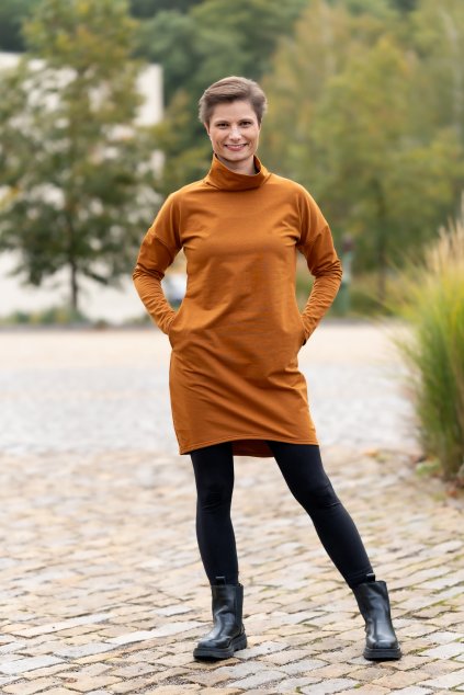 Dámské mikinošaty Pallas Oriclo karamelová (Velikost L/XL)