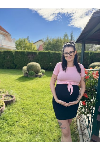 "KOMBINUJ" Light Pink na zavazování  KRÁTKÝ RUKÁV - Maminka (POUZE VRCHNÍ DÍL) (Velikost Dámské S)