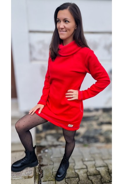 Dámské zateplené mikinošaty RED (VELIKOST 34)