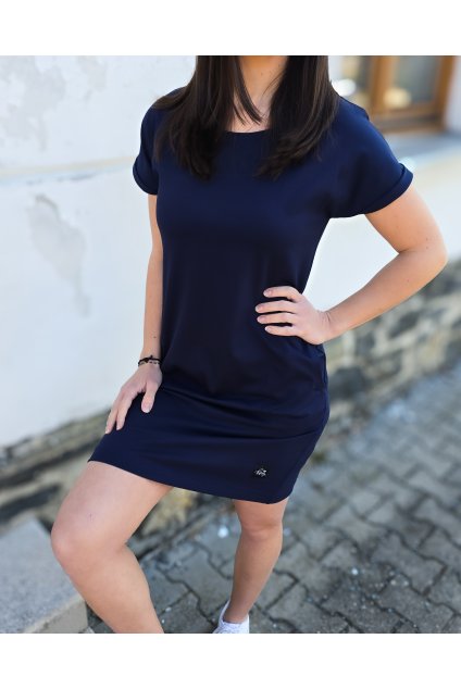 Úpletové šaty s kapsami NAVY (VELIKOST 34)