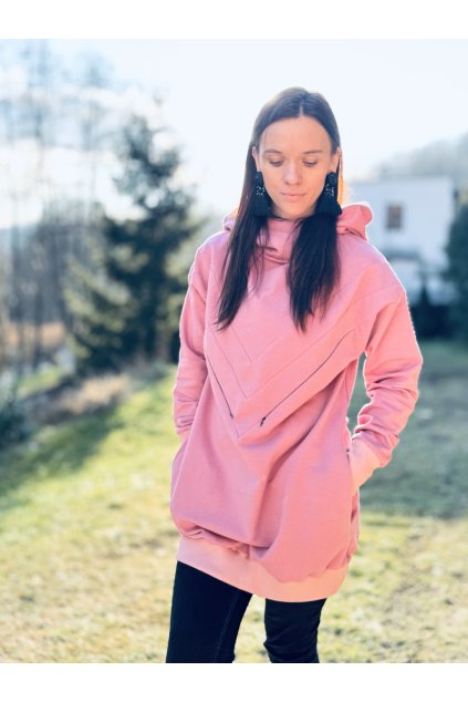 Dámská Kojicí mikina se skrytými zipy PINK ATLANTIC (mikina vhodná na kojení i jako těhotenská) (Velikost Dámské XS/S)