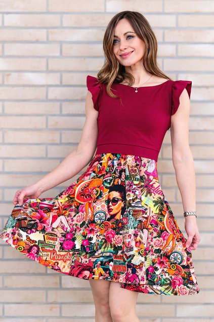 Kojicí šaty Amalie s volánky a kapsami PIN-UP limitka! DÁREK zdarma (Velikost L)