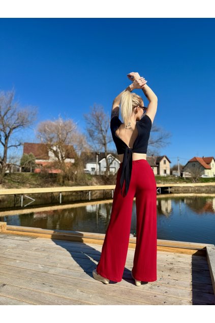 Dámské elegantní kalhoty BUSINESS KARMIN RED LONG (Velikost Dámské S)