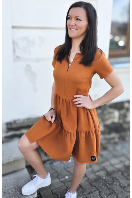 Dámské mušelínové BOHO šaty BRONZ (VELIKOST 34)