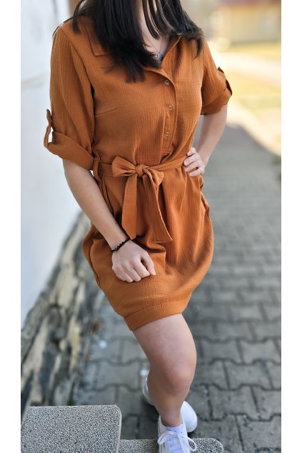 Mušelínové košilové šaty BRONZ (VELIKOST 34)
