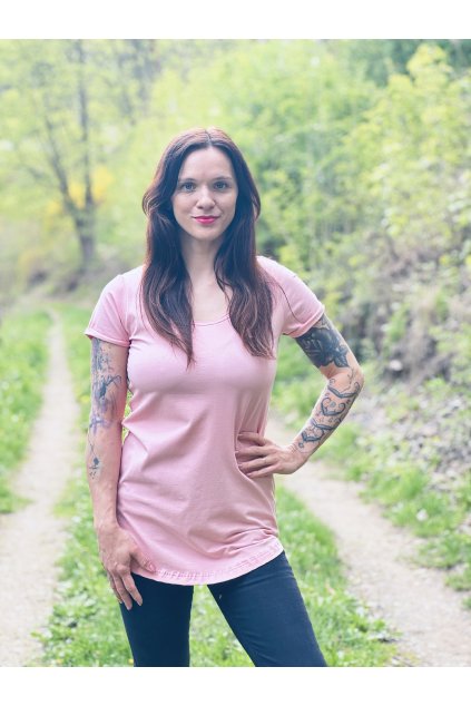 Dámské Triko LONG Light Pink (krátký rukáv) (Velikost Dámské XS/S)