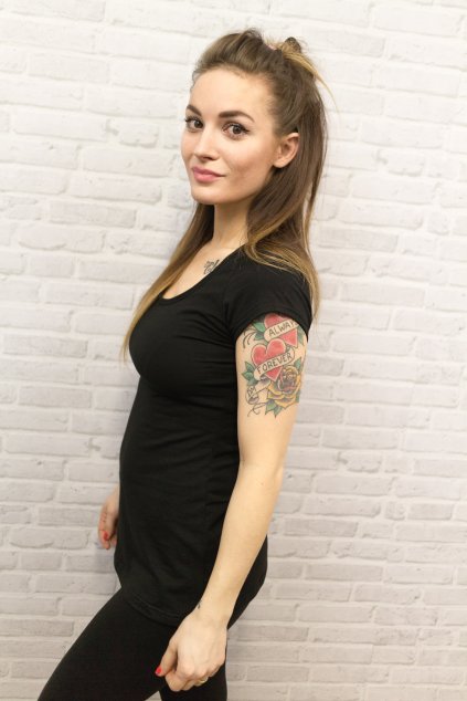 Dámské Triko BASIC Black (krátký rukáv) (Velikost Dámské S)