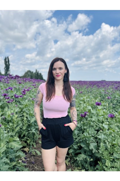 Dámské Triko BASIC Light Pink (krátký rukáv) (Velikost Dámské M)