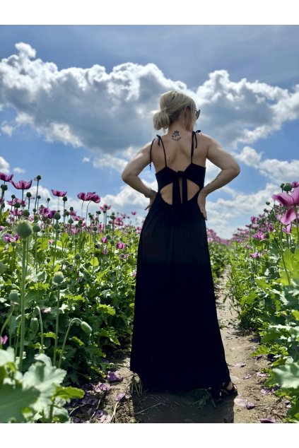 DÁMSKÉ Splývavé Viskózové Šaty WMN LONG Black (Velikost Dámské S)