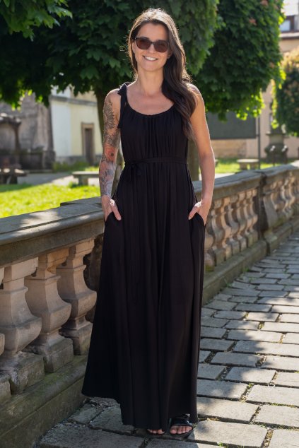 Společenské kojící maxi šaty černé na svatbu