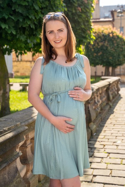 Letní tehotenské a kojící šaty na svatbu mentolové