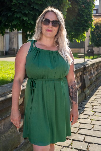 Letní tehotenské a kojící šaty na svatbu zelené