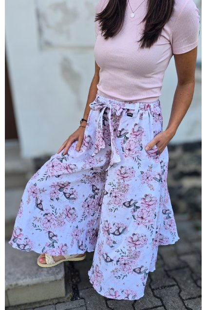 DÁMSKÁ mušelínová kalhotová sukně ROSE (VELIKOST 34, DÉLKA MIDI- pod kolena)