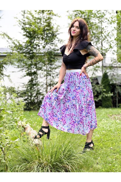 Dámská SUKNĚ s volanem Demi FLORA (Velikost Dámské L)