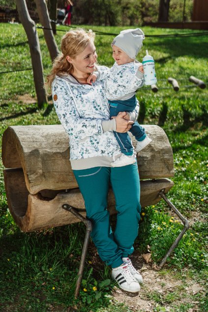 Mikina dámská EUKALYPTUS teal zipper (VELIKOST 34)