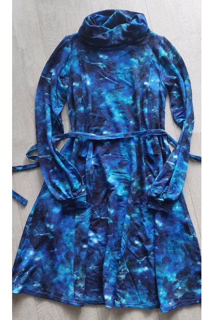 Zimní bambusové kojicí šaty se skrytými zipy – noční obloha (Velikost 2XL/3XL)