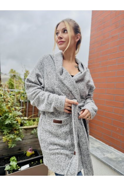 DÁMSKÝ OVERSIZE kabát MELANGE GREY Short (Velikost UNI)