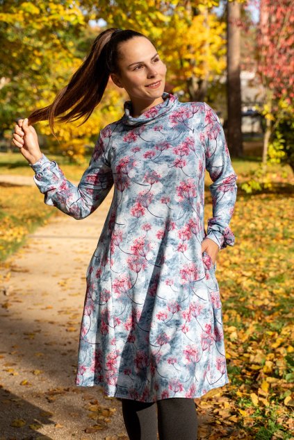 Zimní bambusové kojicí šaty se skrytými zipy | Polární květy | Jsem máma