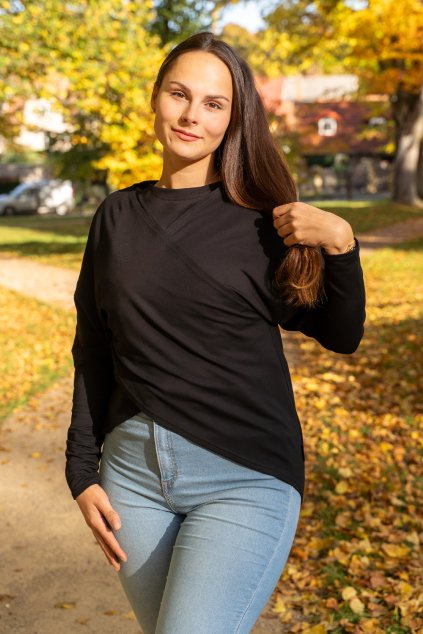 Dámský bambusový zavinovací top – černý (Velikost 2XL/3XL)