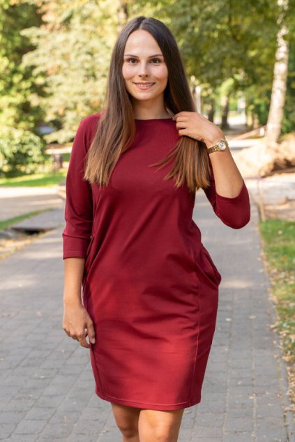bordo šaty se skrytými zipy