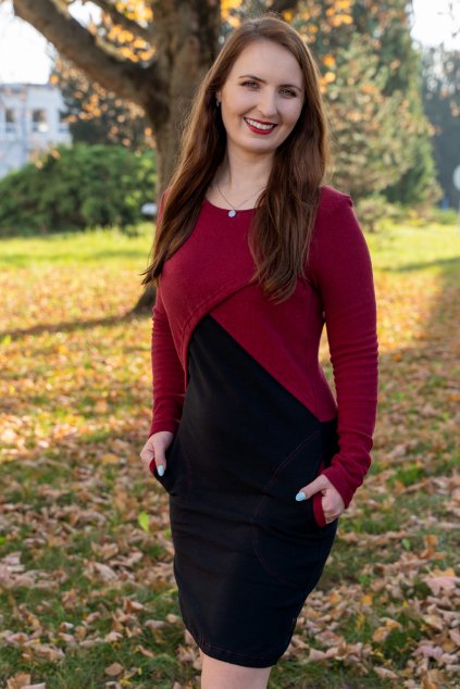 Teplé šaty na kojení, červené, Jsem máma