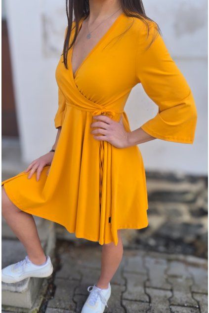 Šaty SOFIE mustard (VELIKOST 34)