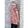 Dívčí rostoucí šaty-tunika-tričko FLOWERS rose (Velikost 1-2 roky)