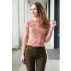 Elegantní tričko s hlubokými zády FLOWERS rose (Velikost L)