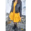 Dámské teplákové BOHO šaty MUSTARD (VELIKOST 34, DÉLKA RUKÁVU 3/4 RUKÁV)
