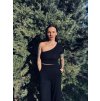 Dámský CROP TOP ONE-SIDE Black (Velikost Dámské S)