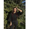 DÁMSKÝ OVERSIZE TOP Black MUŠELÍN (Velikost UNI)