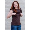 Kojicí tričko volánky BAVLNA dark chocolate (Velikost L)