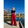 Dámské elegantní kalhoty BUSINESS KARMIN RED LONG (Velikost Dámské S)